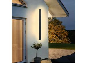 Image of Lange Villa-Wandleuchte, schwarze Wandleuchte, LED-Wandleuchte für den Außenbereich, Aluminium-Acryl, wasserdicht, IP65, für Garten, Terrasse,
