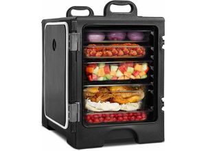 0736542299663 - 77 l Isolierbox Thermobox mit Griff& 5 Pfannen Kühlbox 6 Stunden Wärmeisolationswirkung ohne Strom für Picknick & Restaurant Schwarz - Goplus