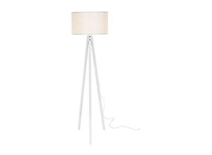 8054110105775 - Iperbriko - Tripod Stehlampe aus Holz und weißem Stoff rodi 36x h136 cm