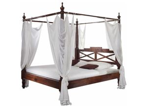 4251213516482 - Massivmoebel24de - Himmelbett Akazie 140x200x224 nougat lackiert oxford 244 - dunkelbraun