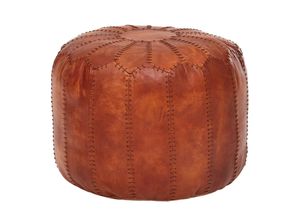 4250950294516 - Sitzhocker Echtleder Braun 52 x 40 x 52 cm Ottomane Wohnzimmer Design Pouf Hocker Orientalisch Polsterhocker Orient Beinablage Sofa - Finebuy