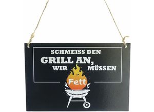Image of Riffelmacher BBQ-Schild Schmeiss den Grill an... zum Hängen schwarz 18 x 12 cm - Holz
