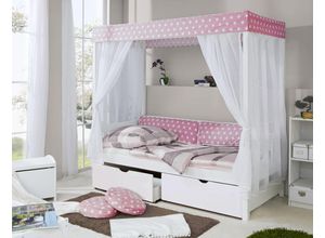 4251105930501 - TiCAA Himmelbett Rosa 310 Kiefer Weiß (Rosa Weiß Stern)