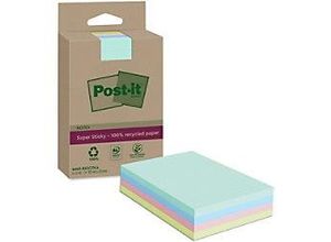 4064035142889 - Post-it Super Sticky Haftnotizen Farbig Sortiert 102 x 152 mm Packung mit 4 Blöcken à 45 Blatt