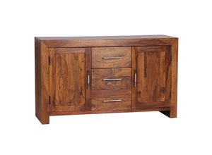 4255632531545 - Elegantes Sideboard Sheesham 3 Schubladen 2 Türen Landhaus-Stil