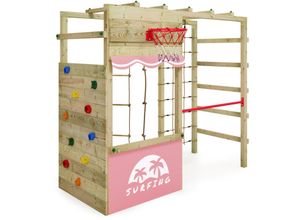 4255689928930 - Klettergerüst Spielturm Smart Action Gartenspielgerät mit Kletterwand & Spiel-Zubehör - pastellpink - Wickey