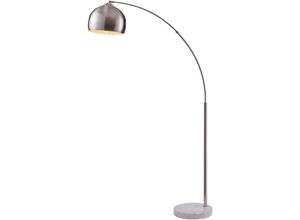 0810014811376 - Teamson Home - Arquer Gewölbt Gebogen Stehende LED-Stehlampe mit Glockenschirm und Marmorsockel Moderne Beleuchtung in Silber-Nickel für Wohnzimmer