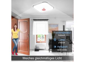 0763341448886 - Uisebrt - 24W led Deckenleuchte Kaltweiß Radar Sensor mit Bewegungsmelder - Moderne Deckenlampe Ultraslim led Panel Küche Wohnzimmer Schlafzimmer