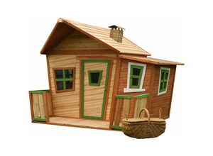 Image of AXI - Spielhaus Lisa aus fsc Holz Outdoor Kinderspielhaus mit Veranda für den Garten in Braun & Grün Gartenhaus für Kinder mit Fenstern - Braun