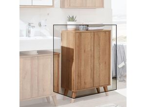 4008033846127 - Doppel-Midischrank finn   Push-to-Open-Technik   Maße (b x h x t) ca 60 x 75 x 305 cm   Schrank fürs Bad mit 2 Türen   Korpus Braun hell   Front