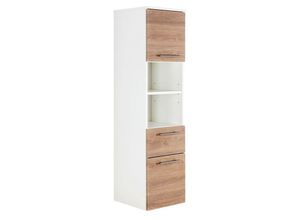 4251581503992 - Lomadox - Badezimmer Hochschrank mit 2 Türen und Schublade hängend LAGOS-02 Eiche hell Nb b x h x t ca 352 x 1345 x 368cm - weiß