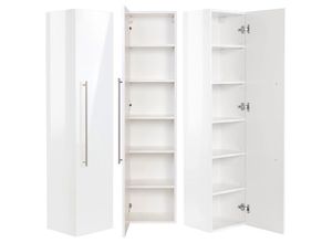 4251581524157 - Lomadox - Badmöbel Hochschrank NEWLAND-02 weiß Hochglanz 6 Fächer b x h x t ca 35 x 150 x 30 cm