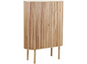 4255664849441 - Beliani - Sideboard Hellbraun Paulowniaholz mit 2 Schiebetüren 95 x 40 x 130 cm Lamellenoptik Holzpaneele Modern Wohnzimmer Schlafzimmer Ausstattung