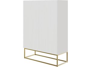 5905386047159 - Selsey - veldio - Highboard 2-türig Weiß mit goldenem Metallgestell 90 cm breit