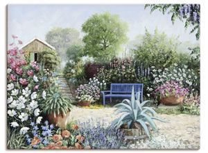 Image of Artland Leinwandbild Ruhiger Garten, Garten (1 St), auf Keilrahmen gespannt, grün