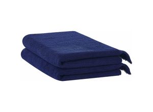 4255664805805 - Beliani - Handtuch-Set Blau Baumwolle und Polyester 2-teilig Strandtuch 100 x 150 cm mit Fransen Modern Saugfähig Schnelltrocknend Ringgesponnen für