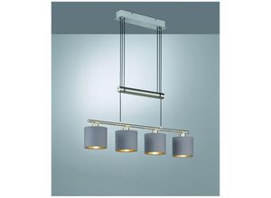 8055303632184 - Iperbriko - Pendelleuchte Garda Nickel 4 Lampenschirme Tortora-Gold Stoff L77 cm Trio Lighting