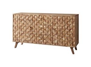 4250950286245 - Sideboard 140x785x40 cm Anrichte Massivholz Akazie Schrank Braun Landhaus-Stil Kommode mit 3 Schubladen & 2 Türen Flurschrank Echtholz