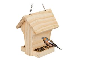 4052025488390 - Vogelfutterhaus Holz zum Aufhängen Futterspender Wildvögel Vogelfutterstation hbt 185 x 17 x 14 cm natur - Relaxdays