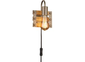 Image of Vintage Wand Lampe Retro Holz Leuchte eckig Design Strahler Filament im Set inkl. led Leuchtmittel