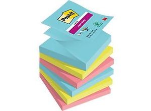 0076308871680 - Post-it Miami Super Sticky Haftnotizen 76 x 76 mm Farbig Sortiert Quadratisch 6 Stück à 90 Blatt