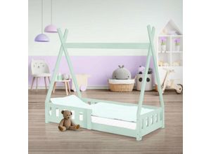 Image of ML-Design Kinderbett Tipi mit Rausfallschutz und Lattenroste, 70x140 cm, Minzegrün