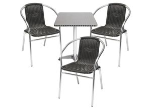 4260581819200 - - Bistrogarnitur 4-teilig Aluminium   Rattan   Schwarz-M537504+3xM537481