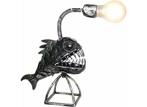 Image of Kreative Angelampe, Angelfischen-Fischlampe, Eisen-Retro-Eisen-Haifisch-Lampe, USB-LED-Nachtlicht-Fischlampe, S-Lampe