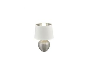 8055303873921 - Iperbriko - Moderne Tischlampe Silber Keramik Weiß Luxor Lampenschirm Ø18 cm Trio Lighting