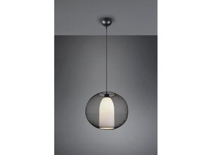 8055303865117 - Iperbriko - Chandelier Suspension Diffusor Runder Metallkäfig Schwarz Mit Opalglasfaden Trio-Beleuchtung