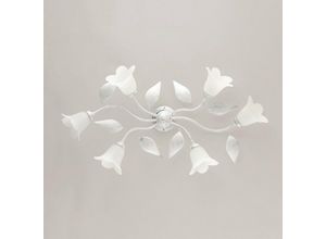 8050713212261 - Bonetti Illumina - Sechs Lichter Silberweiße Eisen-Deckenlampe mit weißem Alabasterglas 95x52x h20 cm