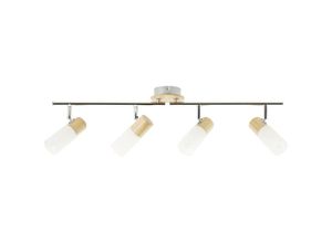 4004353261831 - BRILLIANT Lampe Babsan Spotrohr 4flg holz hell weiß 4x C35 E14 35W geeignet für Kerzenlampen (nicht enthalten) Köpfe schwenkbar   Arme drehbar