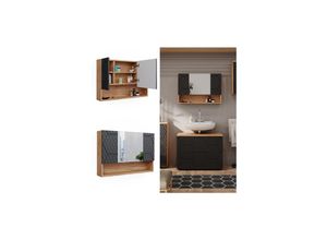 4066731405435 - Badspiegelschrank Irma Eiche Anthrazit 80 x 55 cm Badezimmer