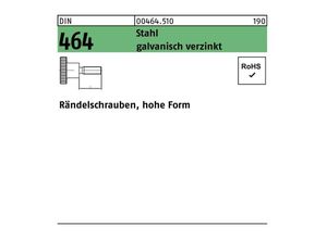 4043952082737 - Rändelschraube DIN 464 hohe Form M 5 x 20 Stahl galvanisch verzinkt Stahl