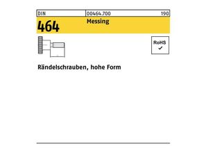 4043952082997 - Rändelschraube DIN 464 hohe Form M 4 x 20 Messing Messing