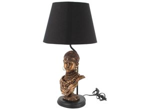 Image of Möbel Desktop -Lampe Lampe mit afrikanischen Figur Goldene Lampen 30x30x58cm 25291 - Dorado - Signes Grimalt