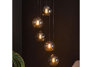 4066989032131 - Pendelleuchte Iara in Altsilber und Transparent E27 5-flammig - grey - Famlights