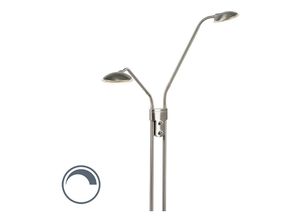 8718881055652 - Qazqa - Moderne Stehleuchte Stahl mit Leselampe inkl led - Eva - Stahl