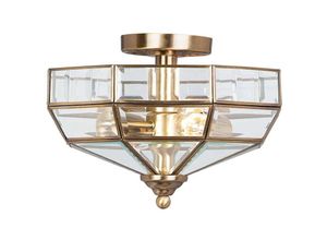 Image of Deckenleuchte Wohnzimmerlampe Lampe Messing Glas b 32 cm 2 Flammig
