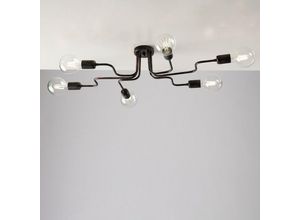 8050713213107 - Bonetti Illumina - Schwarze Eisen-Deckenlampe mit Kupferdekor sechs Lichter 83x48x h17 cm