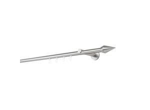 4066866179812 - Ondeco Gardinenstange auf Maß Innenlauf 20mm Kegel 1-lauf Wandträger 12cm mit Gleiter Farbe Edelstahl-Optik Größe 240cm