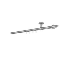 4066866194563 - Gardinenstange auf Maß Innenlauf 20mm Kegel 1-lauf Vorhangstange Deckenträger 4cm Stilgarnitur mit Gleiter für Vorhänge - Edelstahl-Optik - 110cm 4066866194563 - Gardinenstange auf Maß Innenlauf 20mm Kegel 1-lauf Vorhangstange Deckenträger 4cm Stilgarnitur mit Gleiter für Vorhänge - Edelstahl-Optik - 110cm