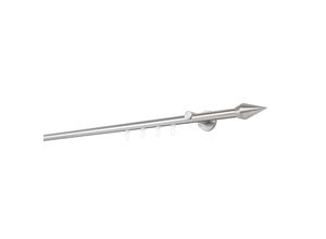 4066866172233 - Ondeco - Gardinenstange auf Maß Innenlauf 20mm Kegel 1-lauf Vorhangstange Wandträger 65cm Stilgarnitur Gleiter für Vorhänge - Edelstahl-Optik - 100cm