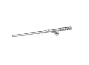 4066866179485 - Ondeco - Gardinenstange auf Maß Innenlauf 20mm Rille 1-lauf Vorhangstange Wandträger 12cm Stilgarnitur Gleiter für Vorhänge - Edelstahl-Optik - 220cm