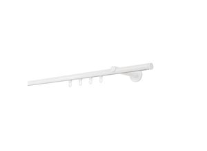 4066866179218 - Ondeco - Gardinenstange auf Maß Innenlauf 20mm Match 1-lauf Vorhangstange Wandträger 12cm Stilgarnitur Gleiter für Vorhänge - Weiß - 260cm