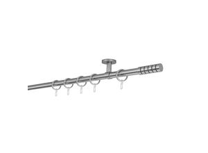 4066866163767 - Gardinenstange auf Maß 20mm Rille 1-lauf Vorhangstange Deckenträger 4cm Stilgarnitur mit Ringen für Vorhänge - Edelstahl-Optik - 310cm 4066866163767 - Gardinenstange auf Maß 20mm Rille 1-lauf Vorhangstange Deckenträger 4cm Stilgarnitur mit Ringen für Vorhänge - Edelstahl-Optik - 310cm