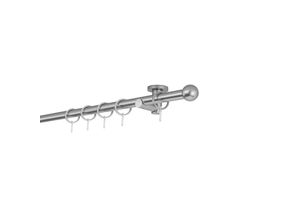 4066866151795 - Gardinenstange auf Maß 20mm Ball 1-lauf Vorhangstange Deckenträger 55cm Stilgarnitur mit Ringen für Vorhänge - Edelstahl-Optik - 120cm 4066866151795 - Gardinenstange auf Maß 20mm Ball 1-lauf Vorhangstange Deckenträger 55cm Stilgarnitur mit Ringen für Vorhänge - Edelstahl-Optik - 120cm