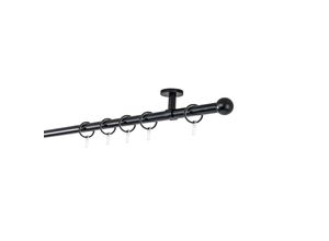 4066866159876 - Ondeco - Gardinenstange auf Maß 20mm Ball 1-lauf Vorhangstange Deckenträger 4cm Stilgarnitur mit Ringen für Vorhänge - Schwarz - 140cm 4066866159876 - Ondeco - Gardinenstange auf Maß 20mm Ball 1-lauf Vorhangstange Deckenträger 4cm Stilgarnitur mit Ringen für Vorhänge - Schwarz - 140cm