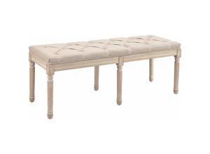 4255633551528 - Polsterbank Sitzbank Vintage Bettbank Schlafzimmerbank mit Knöpfen Leinenoptik bis 120 kg Belastbar 117x40x48cm Beige - Beige - Homcom