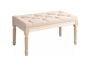 4255633551382 - Polsterbank Sitzbank Vintage Bettbank Flurbank mit Knöpfen Leinenoptik bis 120 kg Belastbar 80x40x43cm Beige - Beige - Homcom